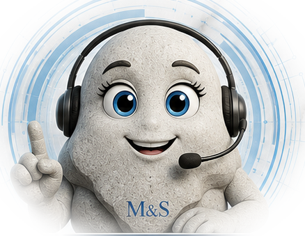 Pedrita, mascote de IA da M&S Soluções Tecnológicas para Marmorarias
